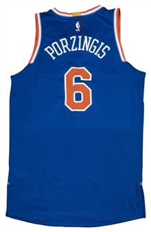 2015-2016 Kristaps Porzingis Rookie Game Used New York Knicks Road Jersey Used on 3/4/2016 (Steiner)